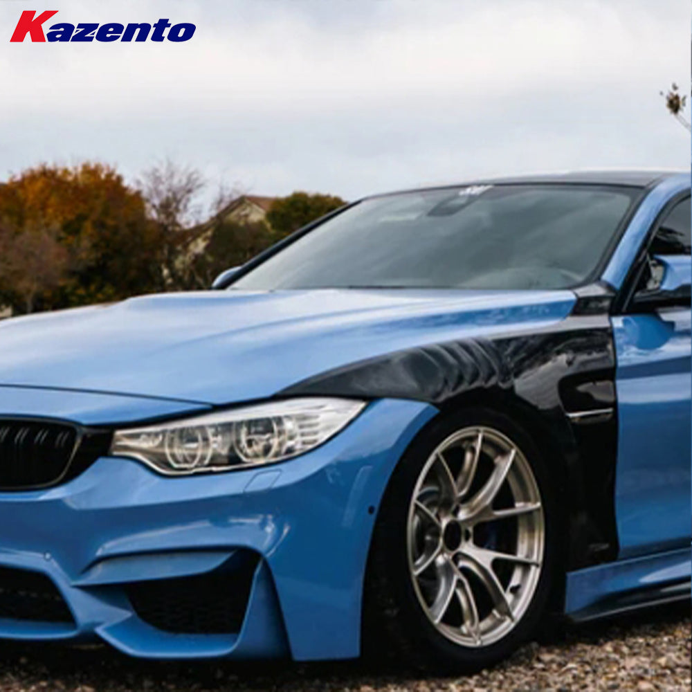 For BMW M3 F80 4D Sedan Saloon 2014-18 KZ Style Vented Dry Carbon Front Fender - Kazento Carbon Parts