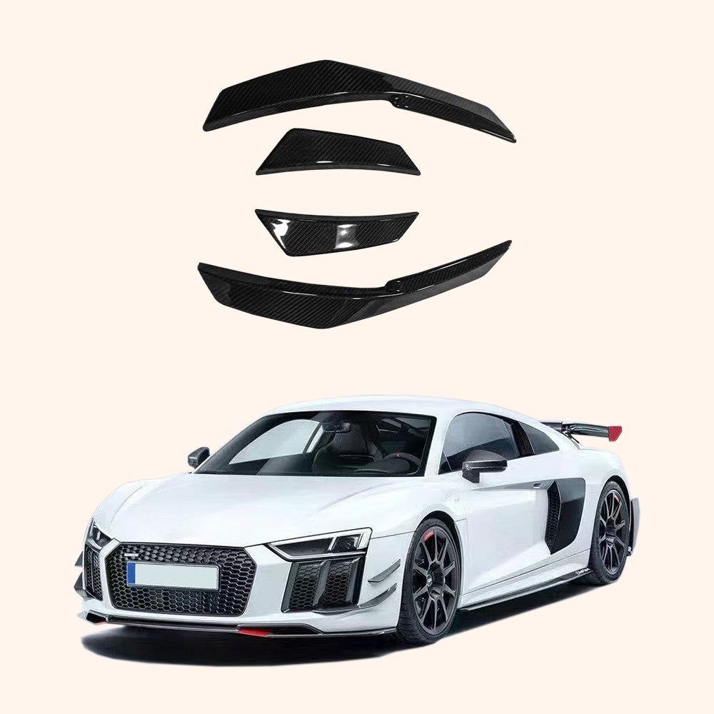 Carbon Front Bumper Side Canard Splitters Audi R8 V10 2016-18 Coupe