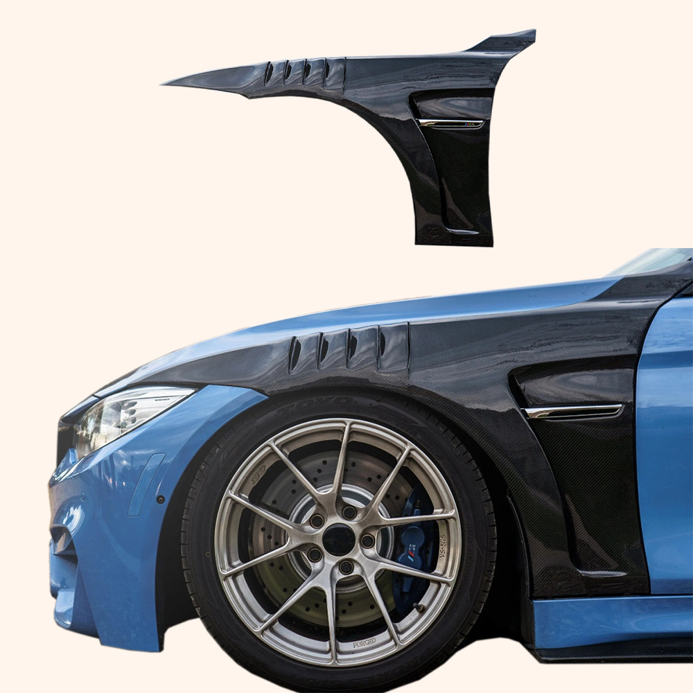 For BMW M3 F80 4D Sedan Saloon 2014-18 KZ Style Vented Dry Carbon Front Fender - Kazento Carbon Parts