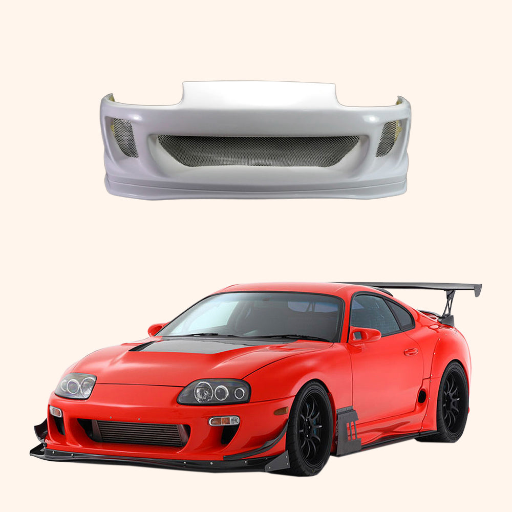 For 93-98 Supra MK4 JZA80 Ridox Style Fiberglass Unpaint Front Hood Bumper - Kazento Carbon Parts