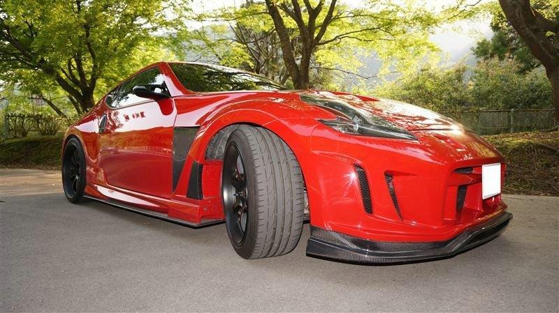 For 09 Onwards For Nissan 370Z Z34 Vrs Style Front Fender With Front Bumper Extension Carbon Fiber - Kazento Carbon Parts