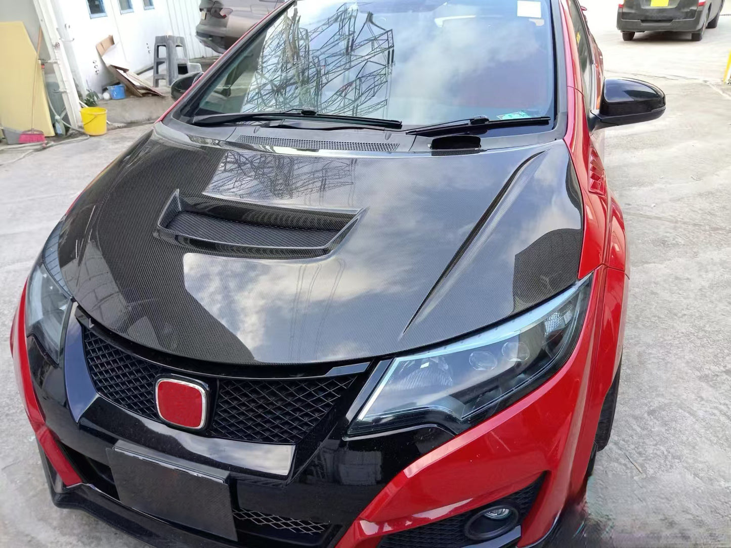 Honda Civic Type R FK2 Hatchback 15-17 Carbon WRC Style Vented Hood