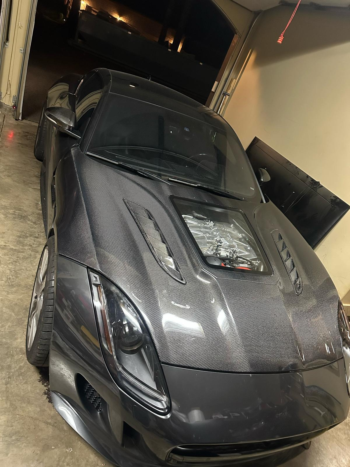 For Jaguar F-Type 2009-2019 Carbon Fiber Clear Glass Hood Bonnet - Kazento Carbon Parts