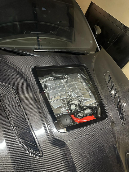 For Jaguar F-Type 2009-2019 Carbon Fiber Clear Glass Hood Bonnet - Kazento Carbon Parts