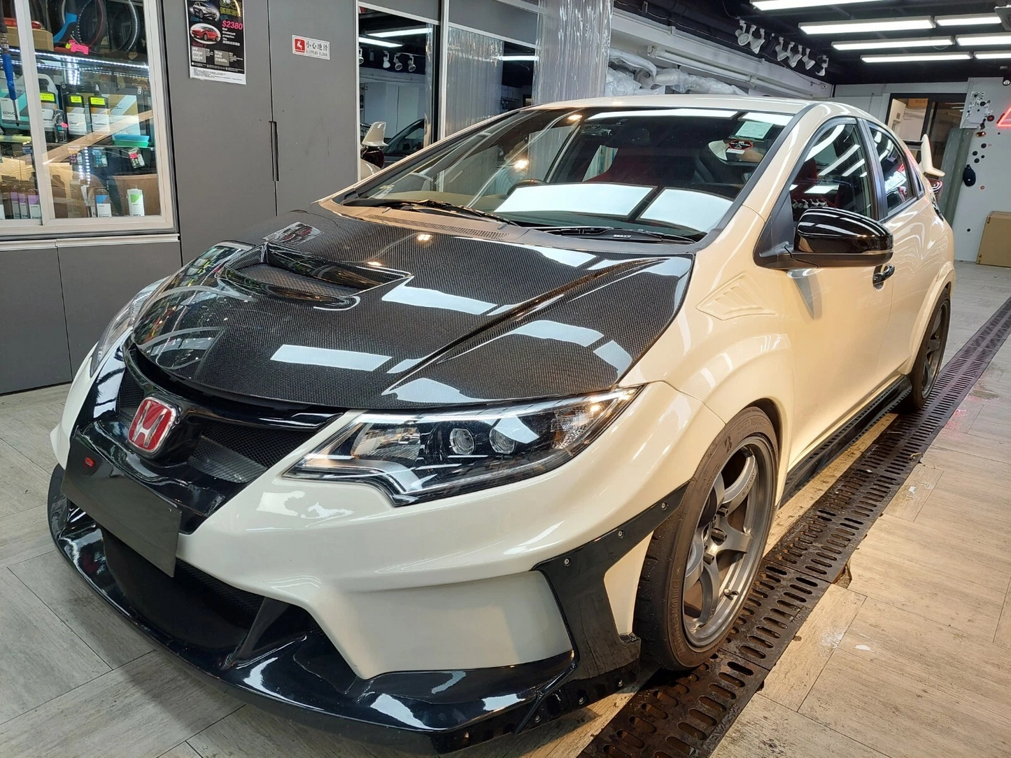 Honda Civic Type R FK2 Hatchback 15-17 Carbon WRC Style Vented Hood