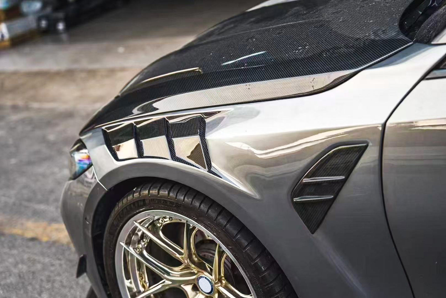 For BMW M4 G82 2020-24 2 Door Coupe KZ Style Vented Front Fender Partial Carbon In Vents - Kazento Carbon Parts