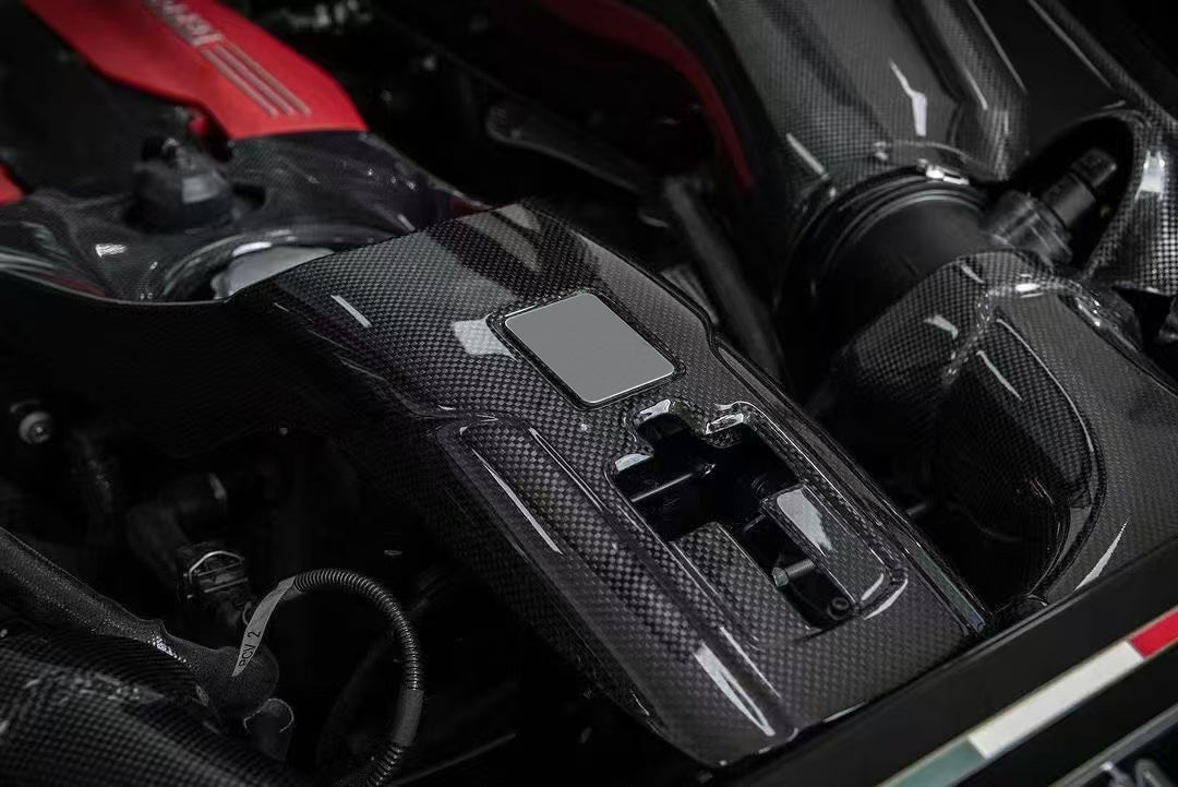 For Ferrari 488 GTB Spider Pista 2015-19 Dry Carbon Engine Bay Panel Compartment - Kazento Carbon Parts
