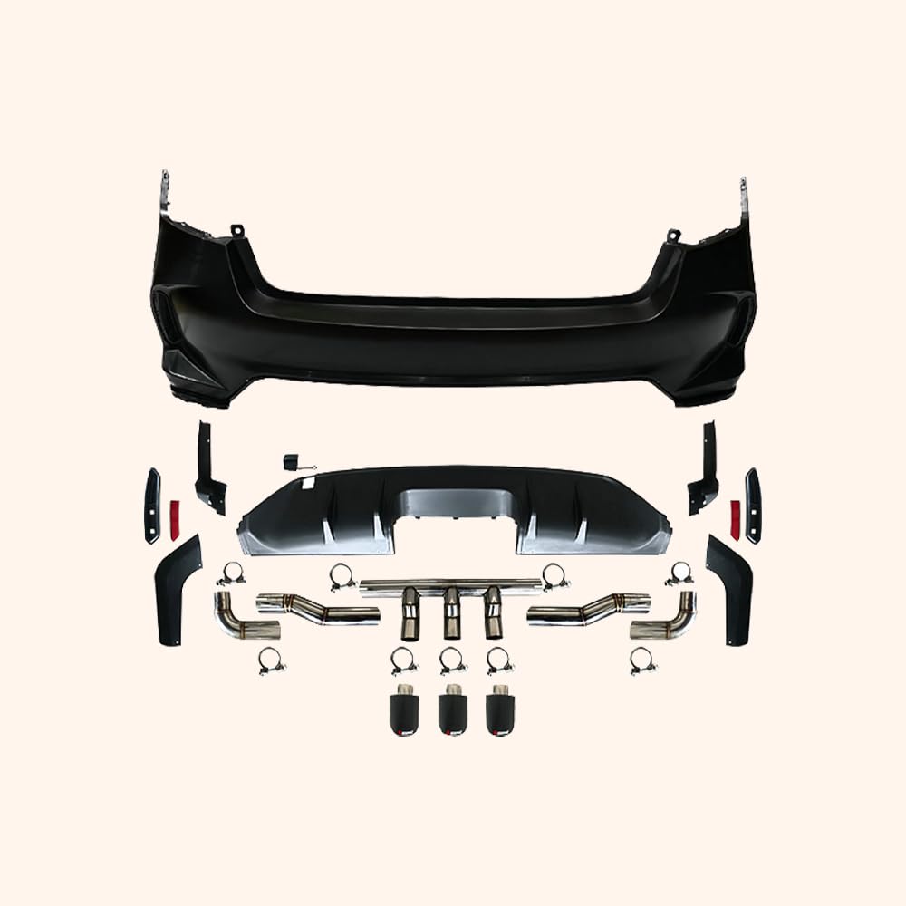 Kazento For Honda 11th Civic FE1 Sedan 22-24 PP TypeR Style Rear Bumper Middle Exhaust - Kazento Carbon Parts