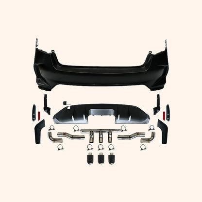 Kazento For Honda 11th Civic FE1 Sedan 22-24 PP TypeR Style Rear Bumper Middle Exhaust - Kazento Carbon Parts