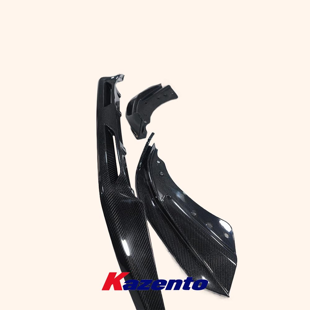 Kazento For BMW G22 Coupe 4 Ser 2021-2024 Dry Carbon Fiber Front Bumper Bottom Lip 3PCS - Kazento Carbon Parts