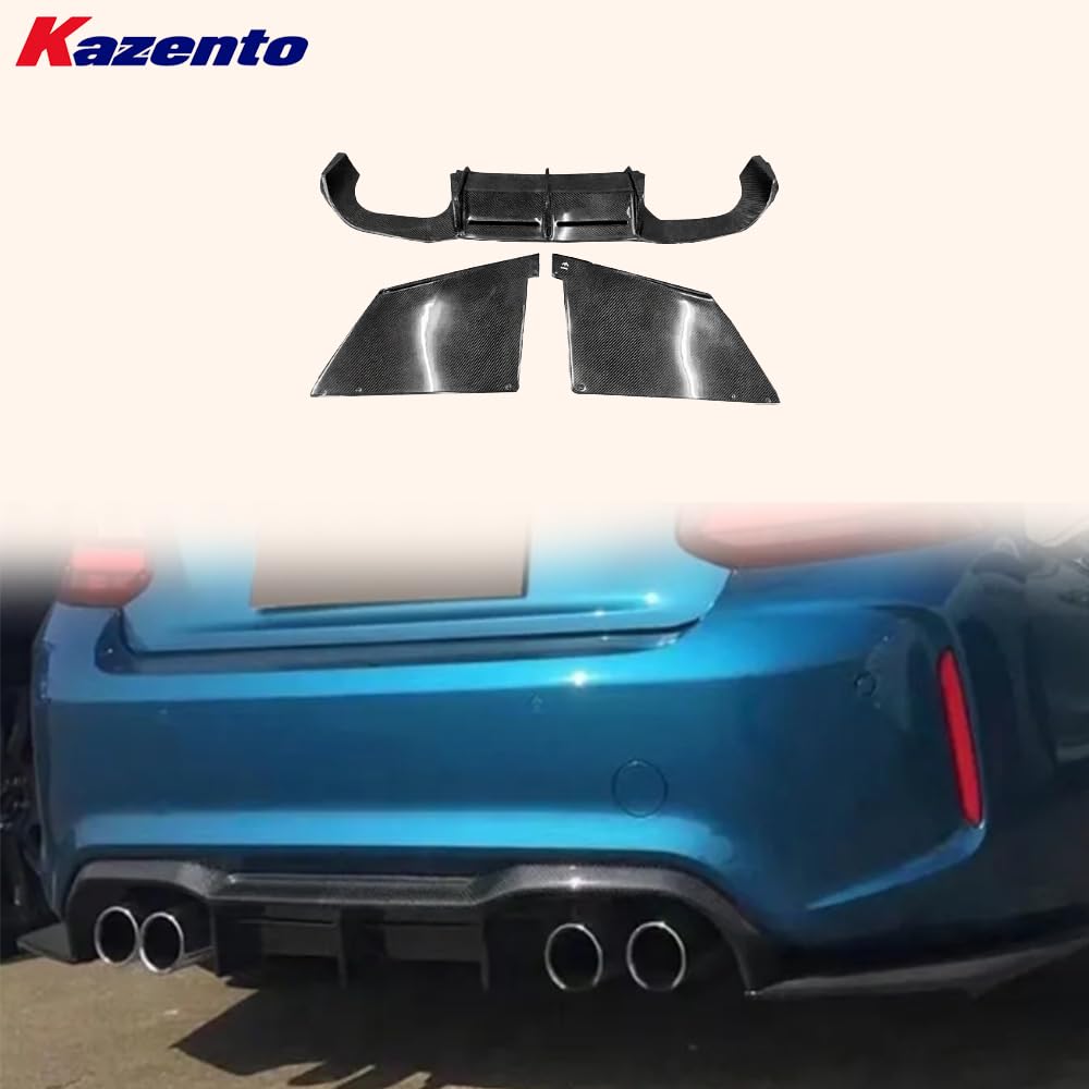 Kazento For BMW M2 F87 Coupe 2016-21 Carbon MTC Style Rear Bumper Diffuser Lip 3pcs - Kazento Carbon Parts