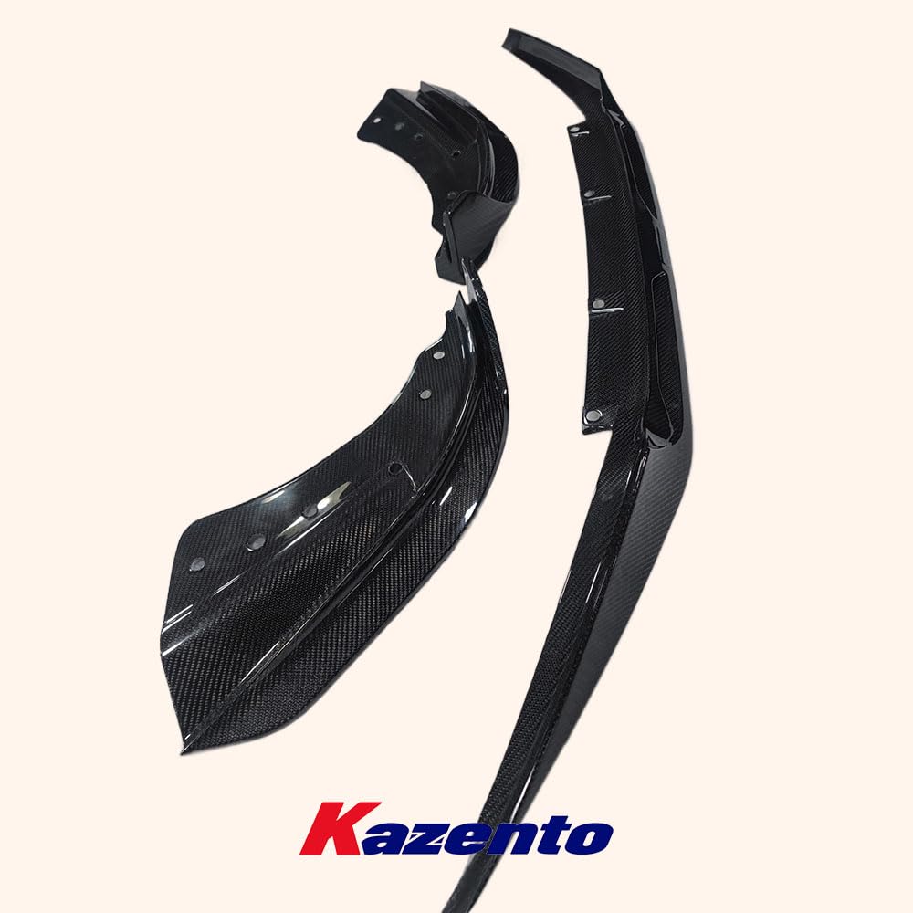 Kazento For BMW G22 Coupe 4 Ser 2021-2024 Dry Carbon Fiber Front Bumper Bottom Lip 3PCS - Kazento Carbon Parts