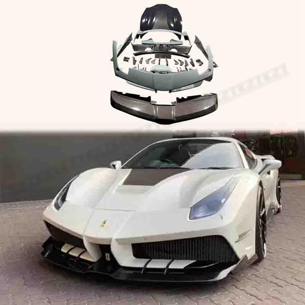 For Ferrari 488 MS Style Carbon + FRP Body Kits 27PCS FB/RB/SS/HD/KITS - Kazento Carbon Parts