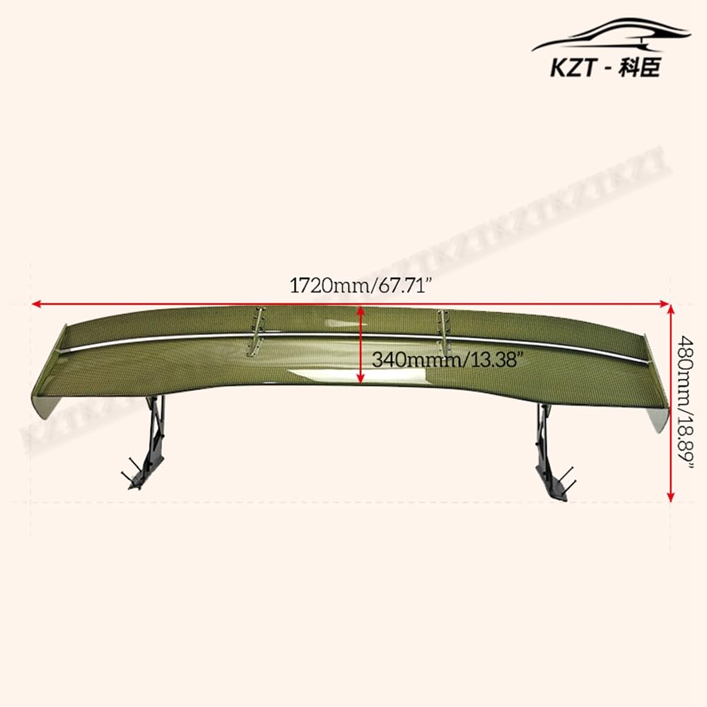 For Honda Civic Fk7 Fk8 Vtx5 Style Rear Gt Spoiler Yellow Kevlar Car Body Parts Kits - Kazento Carbon Parts