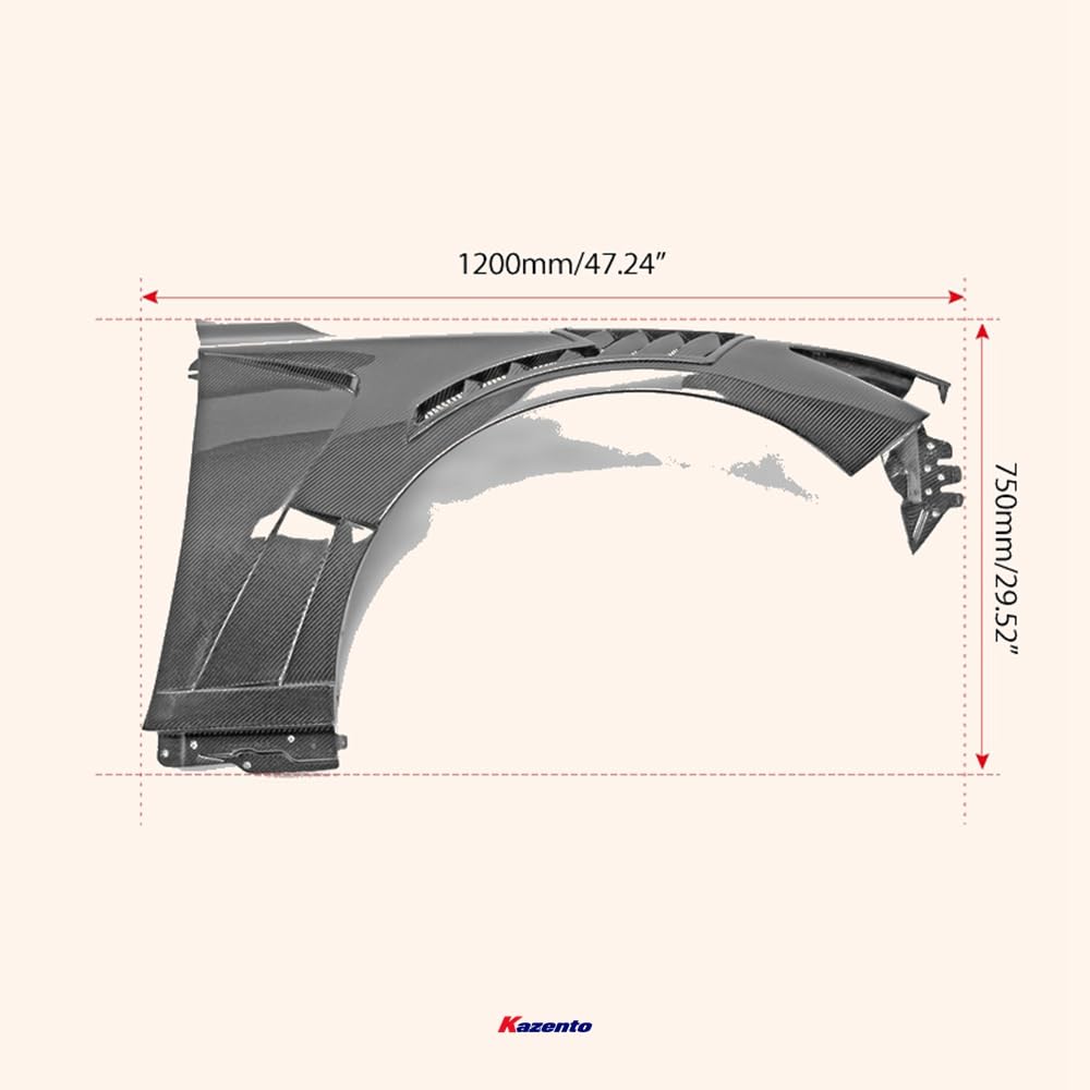 Kazento For Infiniti Q50 V37 Epa Attk Type Front Vented Fender (With Upper Vent) Carbon Fiber - Kazento Carbon Parts