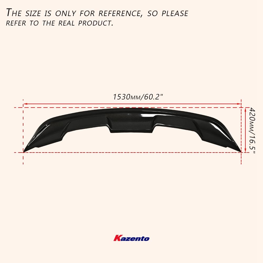 Kazento For Mustang 2015-2020 GT500 Style For Ford Carbon Rear Trunk Bumper GT Spoiler Wing - Kazento Carbon Parts