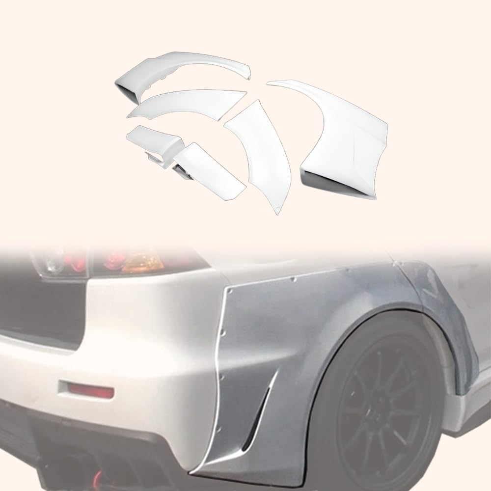 Kazento For Mitsubishi EVO 10 X CZ4A 07-16 VR Style Wide Rear Over Fender 6pc Fiberglass - Kazento Carbon Parts