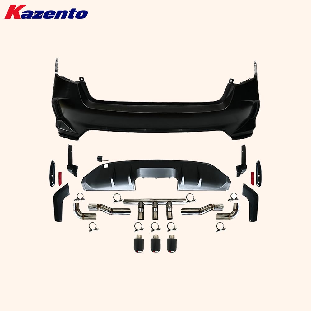 Kazento For Honda 11th Civic FE1 Sedan 22-24 PP TypeR Style Rear Bumper Middle Exhaust - Kazento Carbon Parts
