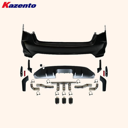 Kazento For Honda 11th Civic FE1 Sedan 22-24 PP TypeR Style Rear Bumper Middle Exhaust - Kazento Carbon Parts