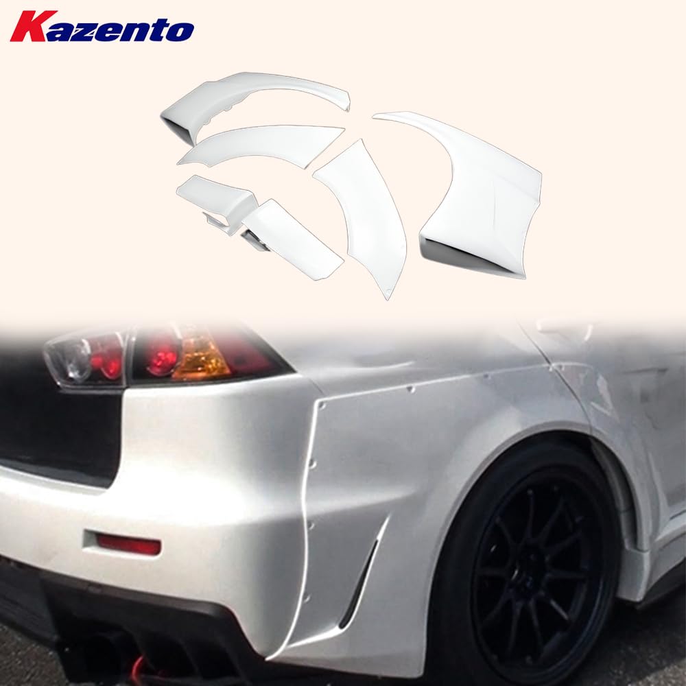 Kazento For Mitsubishi EVO 10 X CZ4A 07-16 VR Style Wide Rear Over Fender 6pc Fiberglass - Kazento Carbon Parts