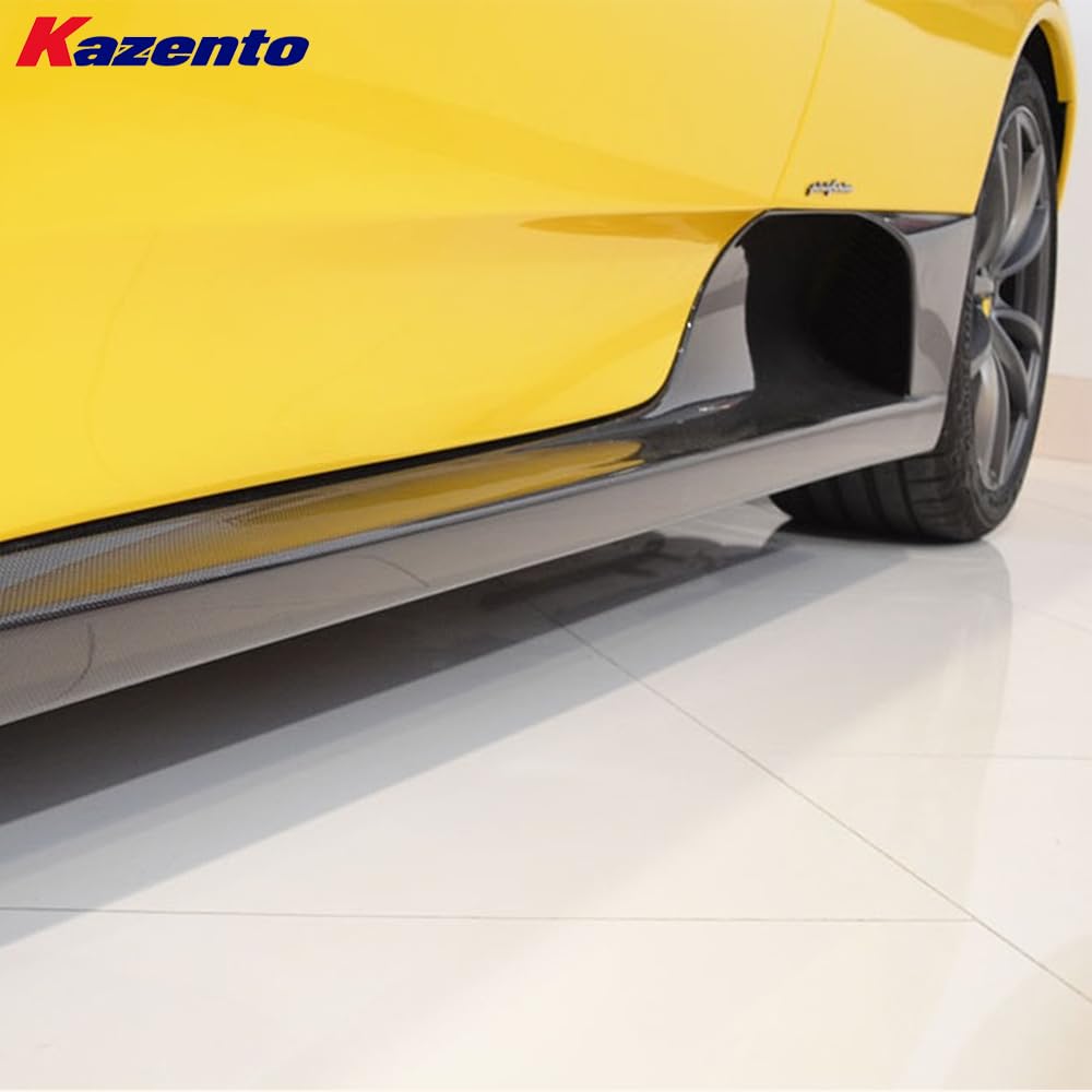 Kazento For Ferrari F430 430 2005-09 KZ Style 1K Carbon Fiber Vented Side Skirts Add On - Kazento Carbon Parts