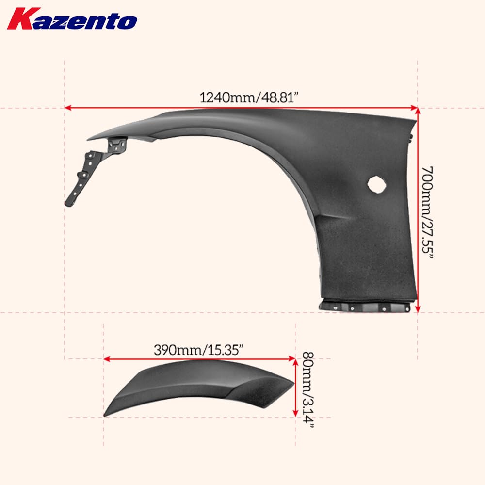 Kazento For Nissan Fairlady Z34 370Z Coupe 09-20 WB Style Front Fender +30mm Fiberglass - Kazento Carbon Parts
