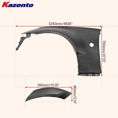 Kazento For Nissan Fairlady Z34 370Z Coupe 09-20 WB Style Front Fender +30mm Fiberglass - Kazento Carbon Parts