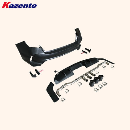 Kazento For Honda 11th Civic FE1 Sedan 22-24 PP TypeR Style Rear Bumper Middle Exhaust - Kazento Carbon Parts