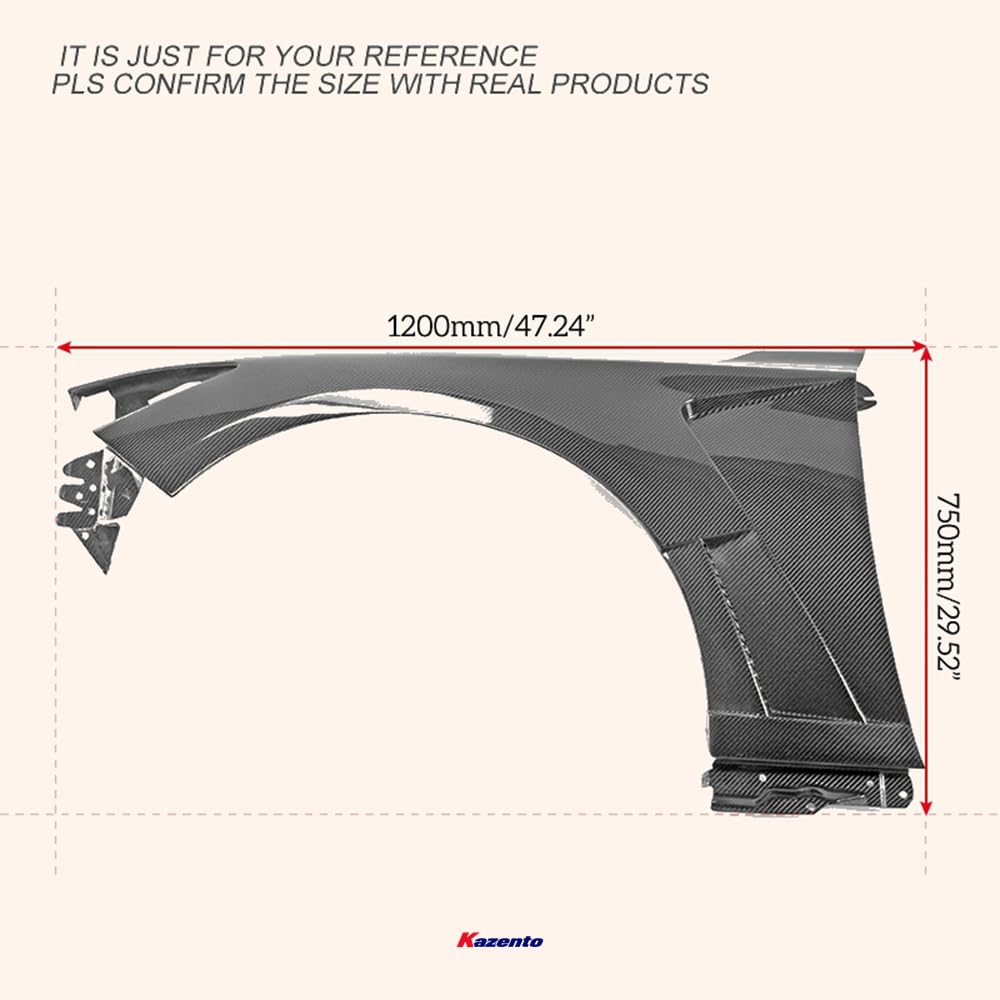 Kazento For Infiniti Q50 V37 Epa Type 2 Front Vented Fender (No Upper Vent) Carbon Fiber - Kazento Carbon Parts