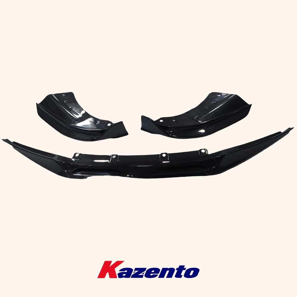 Kazento For BMW G22 Coupe 4 Ser 2021-2024 Dry Carbon Fiber Front Bumper Bottom Lip 3PCS - Kazento Carbon Parts