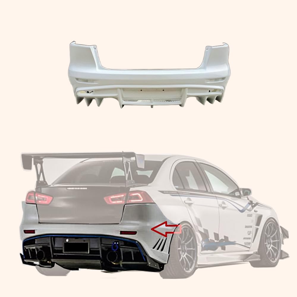 Kazento For Mitsubishi EVO 10 X CZ4A 07-16 VRS Style Ultimate Rear Bumper Fiberglass - Kazento Carbon Parts