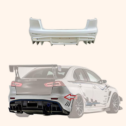 Kazento For Mitsubishi EVO 10 X CZ4A 07-16 VRS Style Ultimate Rear Bumper Fiberglass - Kazento Carbon Parts