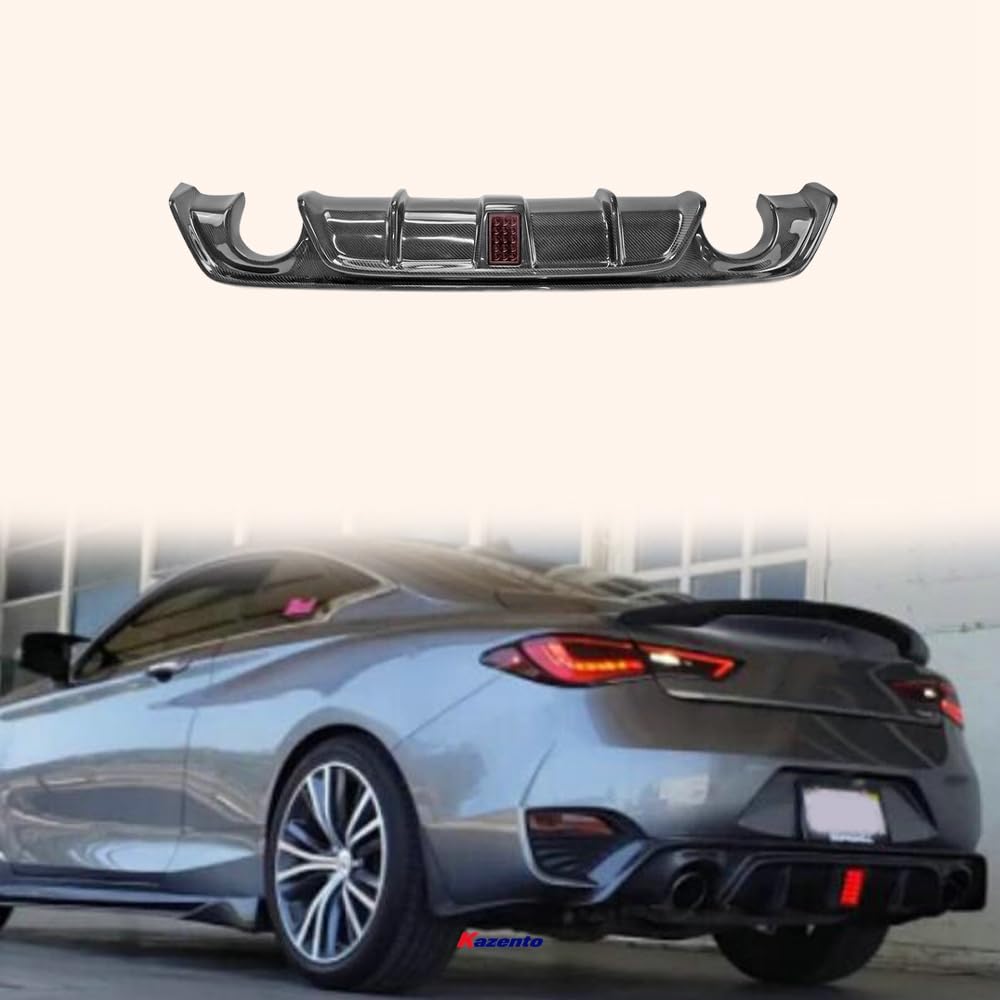 Kazento For Infiniti Q60 CV37 17 onwards V Type Carbon Fiber Rear Bumper Lip Diffuser - Kazento Carbon Parts