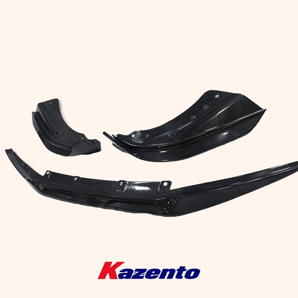 Kazento For BMW G22 Coupe 4 Ser 2021-2024 Dry Carbon Fiber Front Bumper Bottom Lip 3PCS - Kazento Carbon Parts