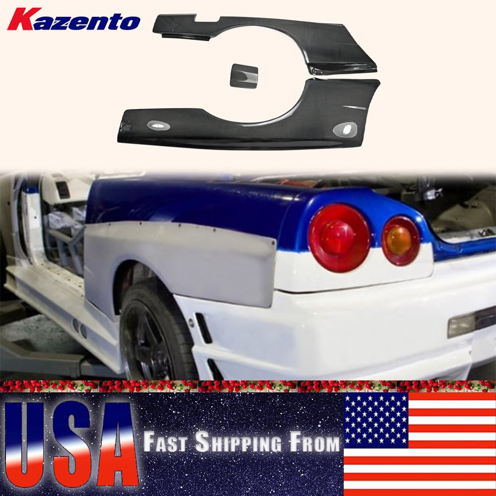 Kazento USA Shipping For Nissan Skyline R34 (GTT Only) GTR-STYLE Carbon Fiber Rear Wider Fender Pair - Kazento Carbon Parts