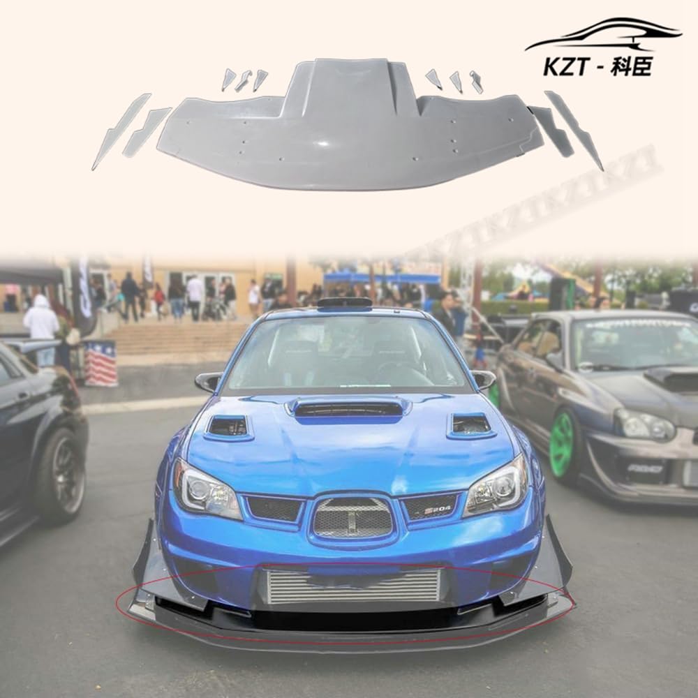 For Subaru Impreza 9 Gen Gdb F Vtxc Style Wide Front Splitter With Diffuser, 6 Bottom Fins & 4 Side Canard Fiber Glass Body Kits - Kazento Carbon Parts