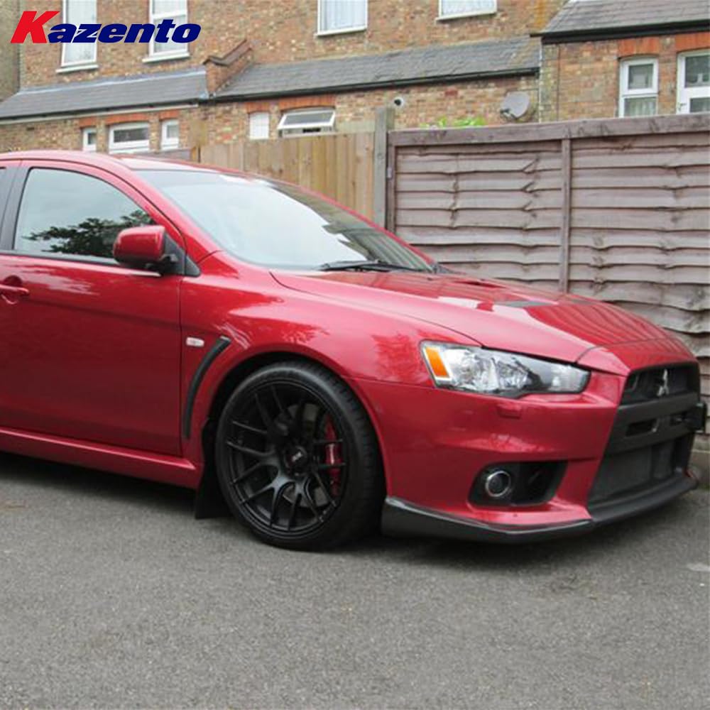 Kazento For Mitsubishi EVO 10 X CZ4A 07-16 V-Style Carbon Fiber Front Splitter Cover Lip - Kazento Carbon Parts