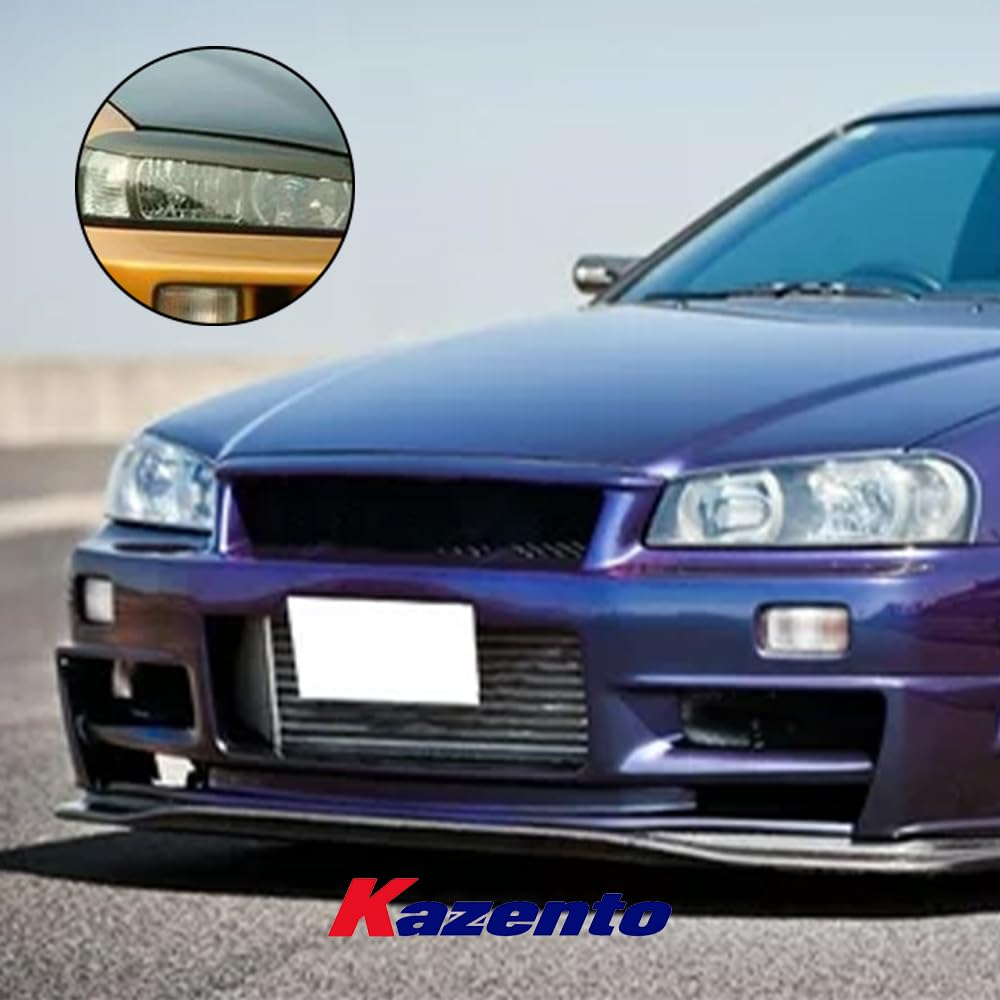 Kazento For 99-07 Nissan Skyline R34 GTR GTT GTS Front Bumper Headlight Eyelid Eyebrow - Kazento Carbon Parts