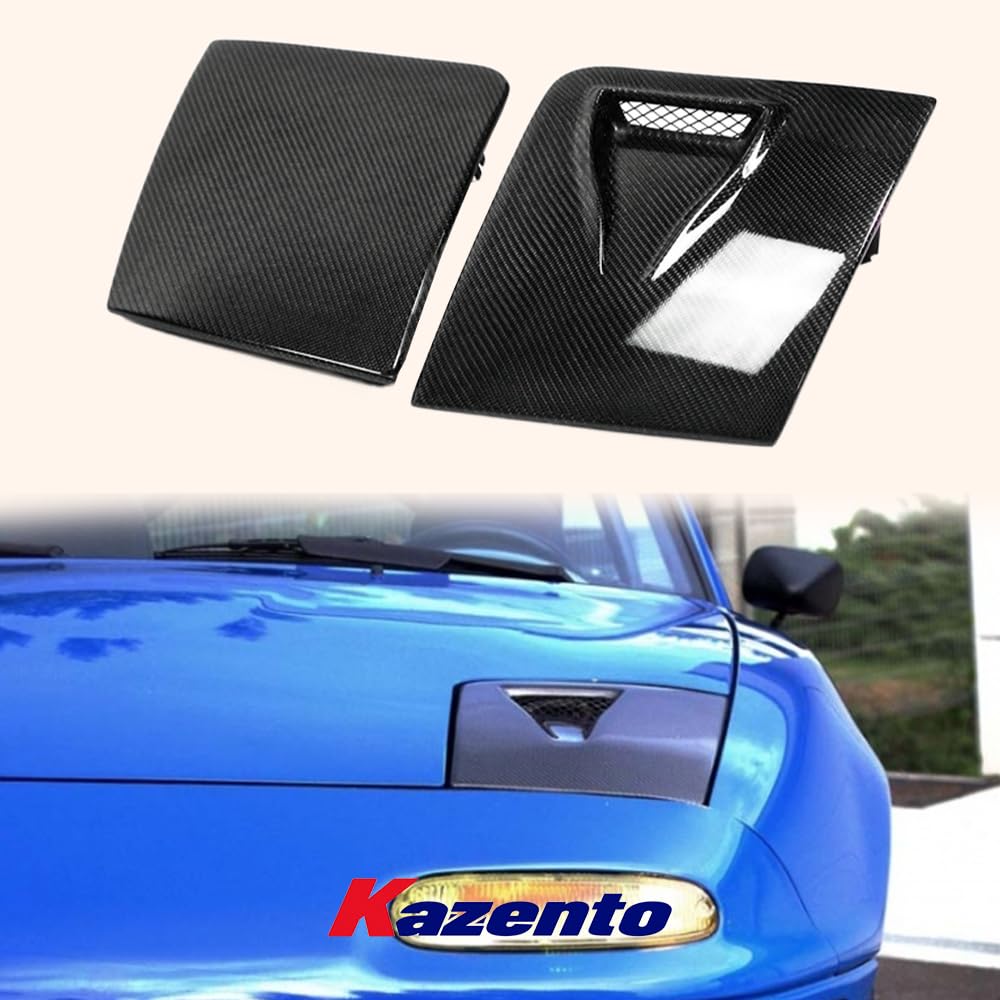 Kazento For Mazda MX5 NA MK1 Miata Vented Carbon Headlight Cover Pair (Only LHS Vented) - Kazento Carbon Parts