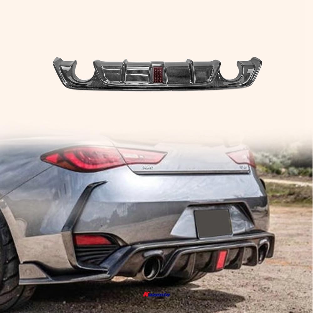 Kazento For Infiniti Q60 CV37 17 onwards V Type Carbon Fiber Rear Bumper Lip Diffuser - Kazento Carbon Parts