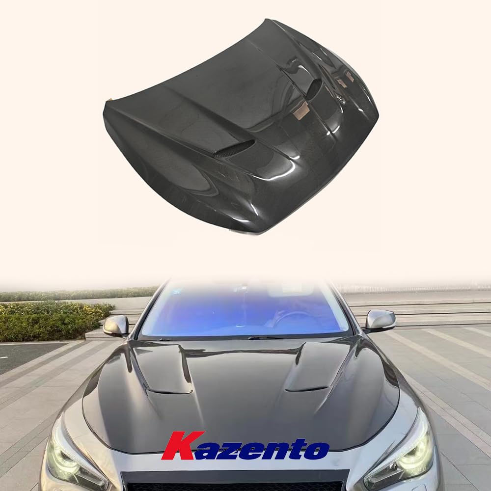 Kazento For Infiniti Q50 HT Style Vented Cooling Front Hood Bonnet Carbon Fiber - Kazento Carbon Parts
