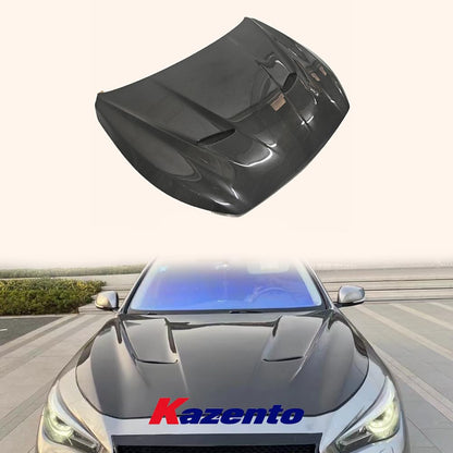 Kazento For Infiniti Q50 HT Style Vented Cooling Front Hood Bonnet Carbon Fiber - Kazento Carbon Parts