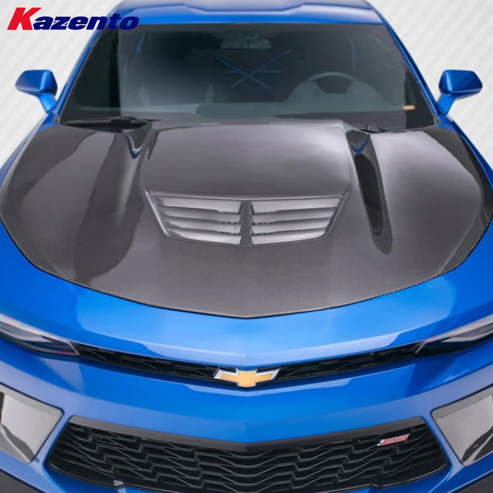 Kazento For Chevrolet Camaro 2016-22 KZ Style Vented Carbon Fiber Front Hood Bonnet - Kazento Carbon Parts