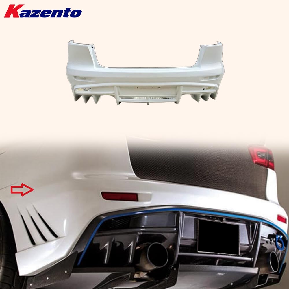 Kazento For Mitsubishi EVO 10 X CZ4A 07-16 VRS Style Ultimate Rear Bumper Fiberglass - Kazento Carbon Parts