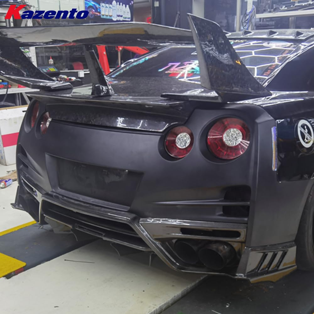 Kazento For Nissan R35 GTR 08-16 TS Style Rear Bumper with Carbon Rear Lip & Brake Light - Kazento Carbon Parts