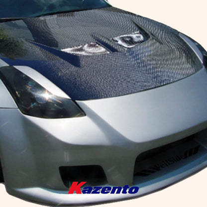 Kazento For Nissan Z33 350Z (07-08 Only) KZ Style Carbon Fiber Front Vented Hood Bonnet - Kazento Carbon Parts