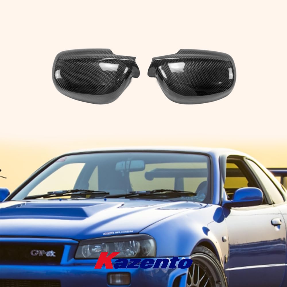 Kazento For R34 Skyline For Nissan Mirror Cover Carbon Fiber - Kazento Carbon Parts