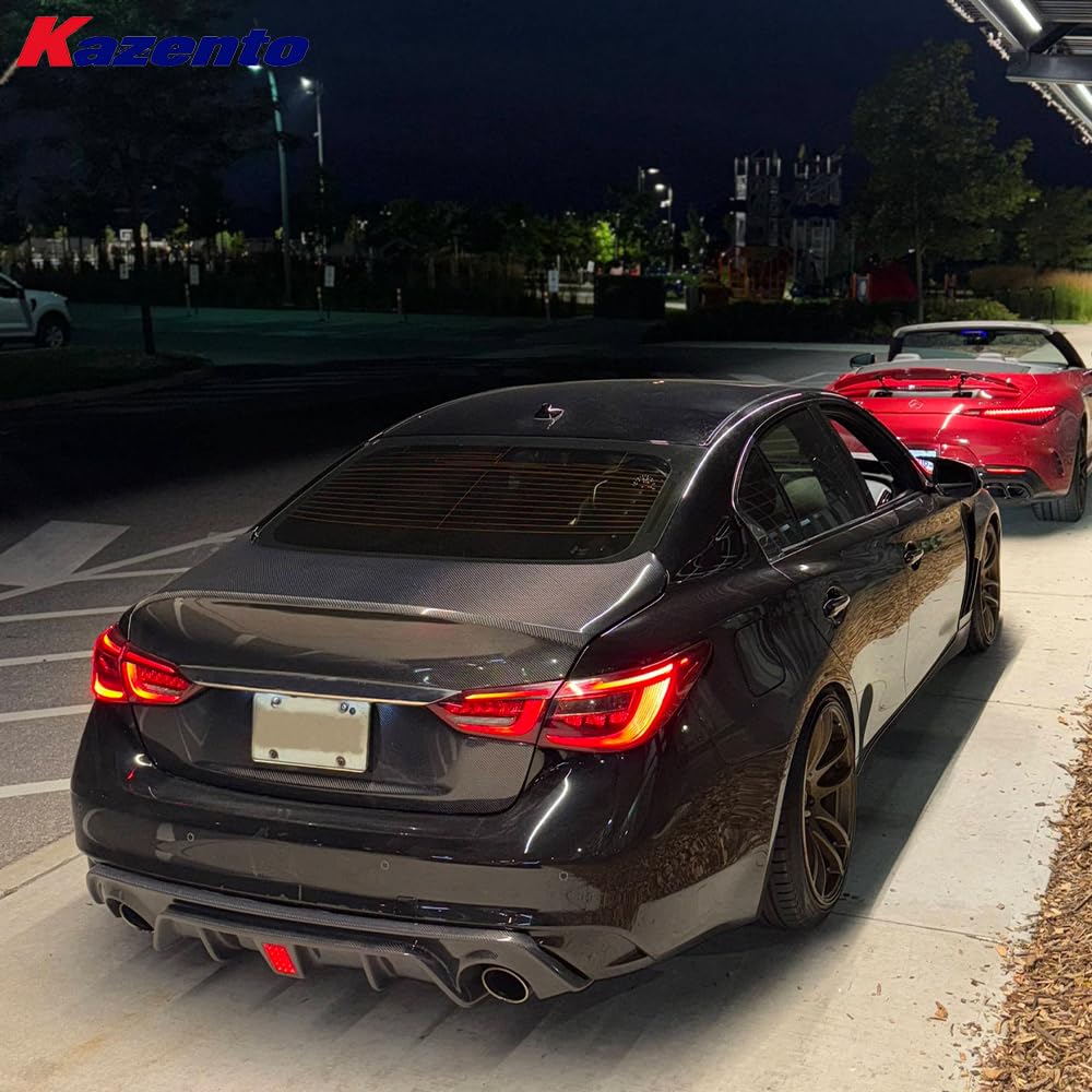 Kazento For Infiniti V37 Q50 (2018-2020 Only) Honeycomb Carbon Ducktail Style Rear Trunk Boot Lid - Kazento Carbon Parts