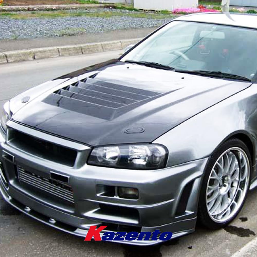 Kazento For Nissan Skyline R34 GTR Only NIS Style Carbon Fiber Hood Bonnet Body Kit - Kazento Carbon Parts