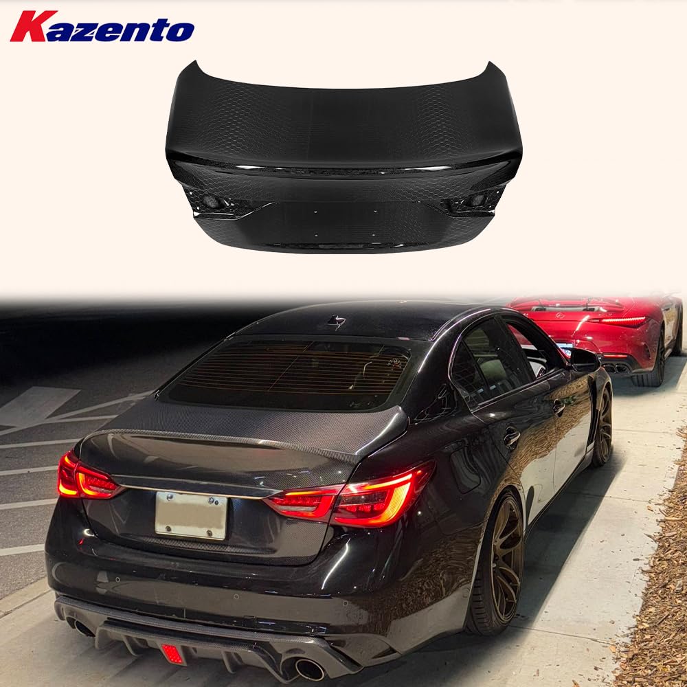 Kazento For Infiniti V37 Q50 (2018-2020 Only) Honeycomb Carbon Ducktail Style Rear Trunk Boot Lid - Kazento Carbon Parts